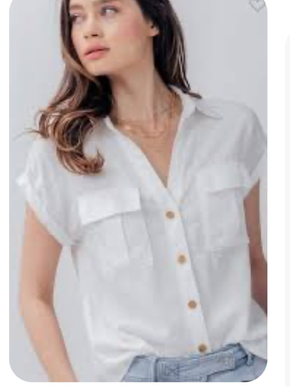 NWOT LOVE TREE Chambray 100% Tencel Short Sleeve Shirt Sz: S